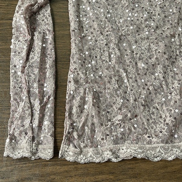 Moda International Rose Gold Lacy Sequin Top - Picture 11 of 12
